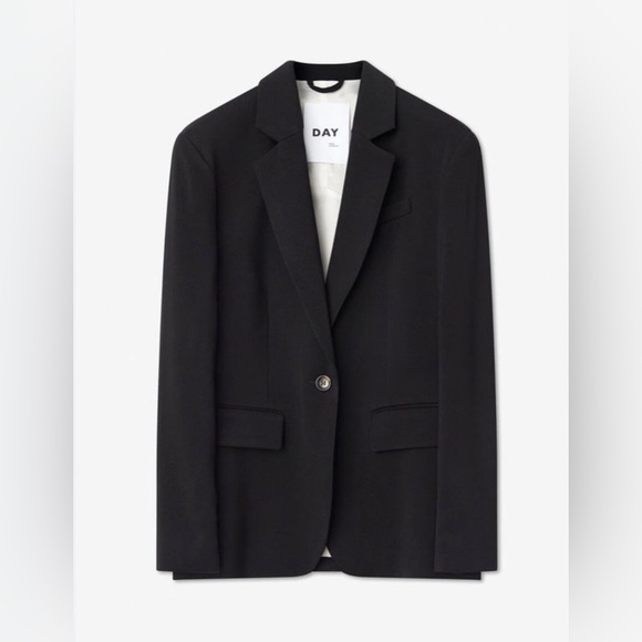 Day Birger Et Mikkelsen Jackets & Blazers - Wool Slim Fit Twill Blazer Single Button Notched Lapel  Day Birger et Mikkelsen